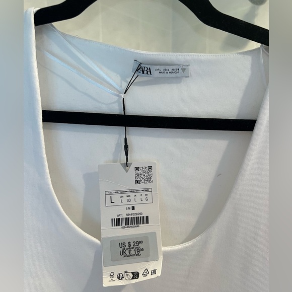 Zara Combined Peplum T-Shirt White, Large, NWT - Picture 7 of 11